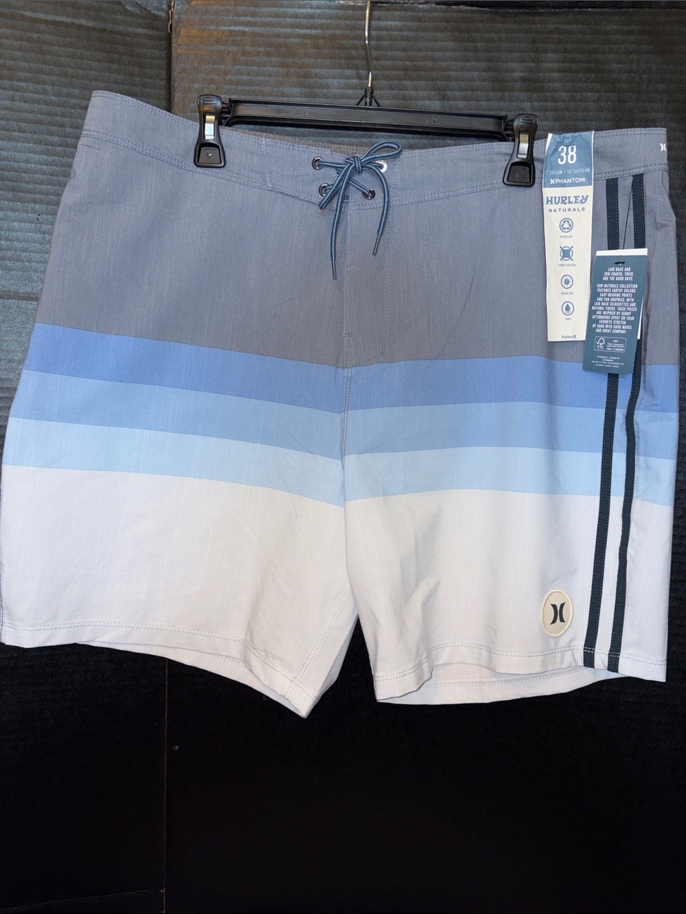 Hurley Men’s Gray, Light Blue & White Gradient Boardshorts
